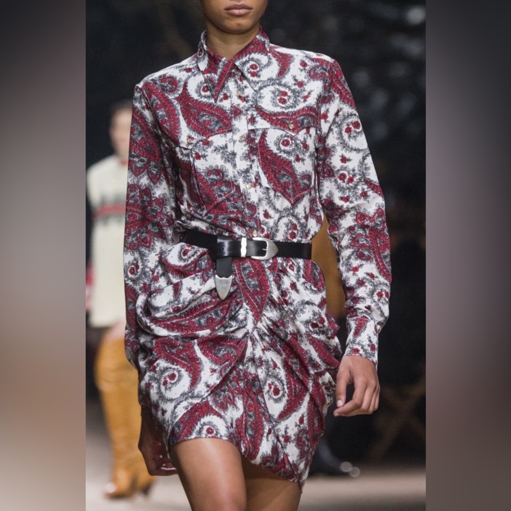 Isabel Marant 2 Piece Tania Shirt & Skirt Set Red and White Paisley